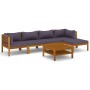 Muebles de jardín 6 pzas cojines madera maciza de acacia de vidaXL, Conjuntos de jardín - Ref: Foro24-3086897, Precio: 697,35...
