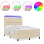Cama con Somier con Colchón y LED Crema 140x200 cm Tela | Foro24.es | Tu tienda online para hogar, jardín y más Foro24.es