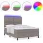 Cama con somier con colchón y LED taupe 160x200 cm tela | Foro24.es | Tu tienda online para hogar, jardín y más Foro24.es