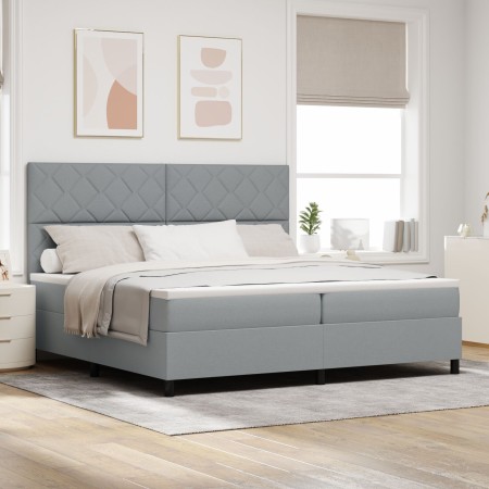 Cama con Somier y Colchón & Luz LED Gris 200x200 cm Tela | Foro24.es | Tu tienda online para hogar, jardín y más Foro24.es
