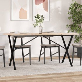 Mesa de comedor marco X madera maciza pino acero 160x80x75,5 cm en Mesas de comedor | Comprar online en Foru.es