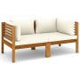 Sofá de jardín de 2 plazas con cojín crema madera de acacia de vidaXL, Conjuntos de jardín - Ref: Foro24-3086931, Precio: 341...