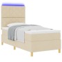Cama con somier con colchón y LED crema 100x200 cm tela | Foro24.es | Tu tienda online para hogar, jardín y más Foro24.es