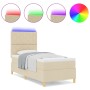 Cama con somier con colchón y LED crema 100x200 cm tela | Foro24.es | Tu tienda online para hogar, jardín y más Foro24.es