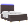 Cama box spring con colchón y LED marrón oscuro 140x200 cm tela | Foro24.es | Tu tienda online para hogar, jardín y más Foro24.es