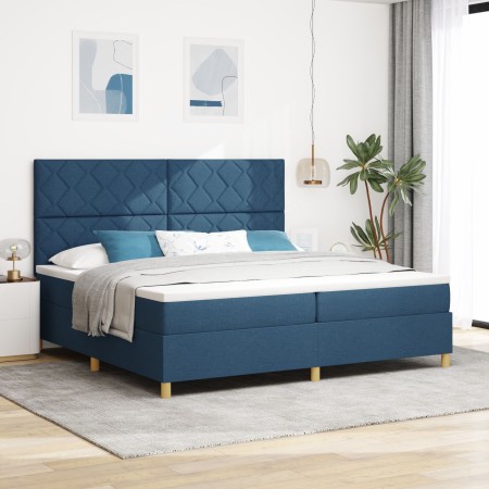 Cama con somier con colchón y LED azul 200x200 cm tela | Foro24.es | Tu tienda online para hogar, jardín y más Foro24.es