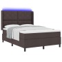 Cama Box Spring  con colchón y LED Marrón Oscuro 140x200 cm Tela | Foro24.es | Tu tienda online para hogar, jardín y más Foro24.es
