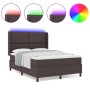 Cama Box Spring  con colchón y LED Marrón Oscuro 140x200 cm Tela | Foro24.es | Tu tienda online para hogar, jardín y más Foro24.es