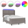 Cama Box Spring  con Colchón y LED Taupe 160x200 cm Tela | Foro24.es | Tu tienda online para hogar, jardín y más Foro24.es