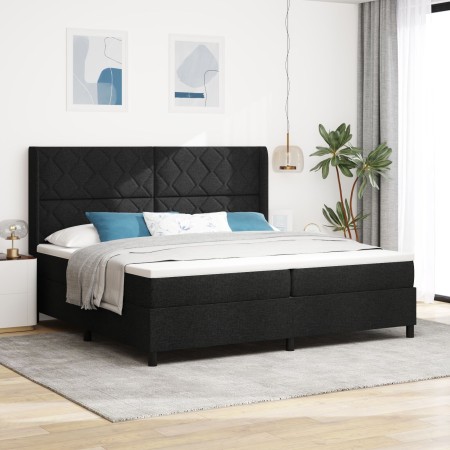 Cama Box Spring con Colchón y LED Negro 200x200 cm de Tela de , Camas y somieres - Ref: Foro24-3343590, Precio: 694,44 €, Des...