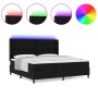 Cama Box Spring con Colchón y LED Negro 200x200 cm de Tela de , Camas y somieres - Ref: Foro24-3343590, Precio: 694,44 €, Des...
