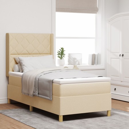 Cama Box Spring  con Colchón y LED Crema 90x200 cm Tela | Foro24.es | Tu tienda online para hogar, jardín y más Foro24.es