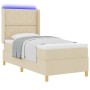 Cama Box Spring  con Colchón y LED Crema 90x200 cm Tela | Foro24.es | Tu tienda online para hogar, jardín y más Foro24.es