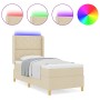 Cama Box Spring  con Colchón y LED Crema 90x200 cm Tela | Foro24.es | Tu tienda online para hogar, jardín y más Foro24.es