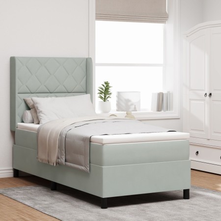 Cama con Base y Colchón & Luz LED Gris Claro 90x190 cm Terciopelo | Foro24.es | Tu tienda online para hogar, jardín y más Foro24.es