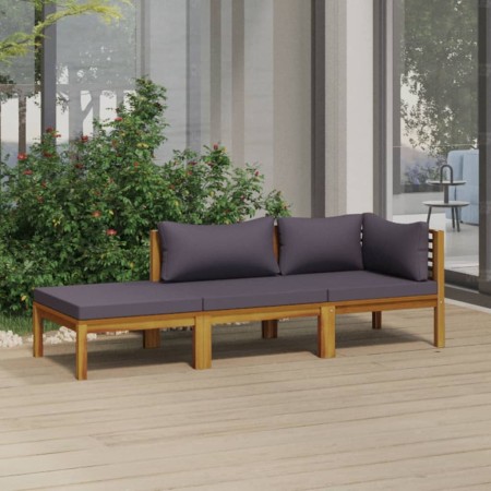 Muebles de jardín 3 pzas cojines madera maciza de acacia de vidaXL, Conjuntos de jardín - Ref: Foro24-3086921, Precio: 307,36...
