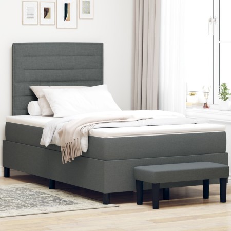 Cama con Base y Colchón Banco Gris Oscuro 120x190 cm Tela | Foro24.es | Tu tienda online para hogar, jardín y más Foro24.es