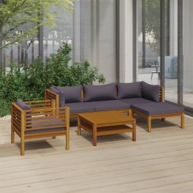 Muebles de jardín 6 pzas cojines madera maciza de acacia de vidaXL, Conjuntos de jardín - Ref: Foro24-3086896, Precio: 754,36...