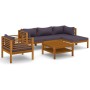Muebles de jardín 6 pzas cojines madera maciza de acacia de vidaXL, Conjuntos de jardín - Ref: Foro24-3086896, Precio: 754,36...