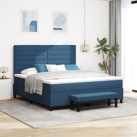 Comprar Cama Box Spring con Colchón y Banco Azul
