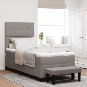 Cama Box Spring con Colchón & Banco Taupe 90x190 cm Tela de , Camas y somieres - Ref: Foro24-3344034, Precio: 382,24 €, Descu...