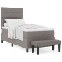 Cama Box Spring con Colchón & Banco Taupe 90x190 cm Tela de , Camas y somieres - Ref: Foro24-3344034, Precio: 382,24 €, Descu...