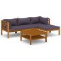 Muebles de jardín 5 pzas cojines madera maciza de acacia de vidaXL, Conjuntos de jardín - Ref: Foro24-3086895, Precio: 578,51...