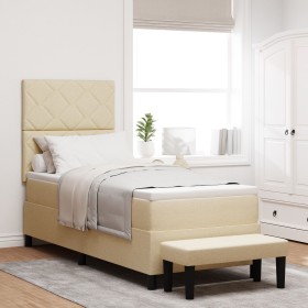 Comprar Cama de Muelles con Colchón y Banco Crema