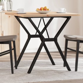 Mesa de comedor marco Y madera maciza pino y acero 80x80x75,5cm en Mesas de comedor | Comprar online en Foru.es