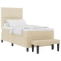 Cama con Caja de Primavera con Colchón y Banco Crema 90x190 cm Tela de , Camas y somieres - Ref: Foro24-3344112, Precio: 380,...