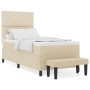 Cama con Caja de Primavera con Colchón y Banco Crema 90x190 cm Tela de , Camas y somieres - Ref: Foro24-3344112, Precio: 380,...