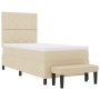 Cama con Caja de Primavera con Colchón y Banco Crema 90x190 cm Tela de , Camas y somieres - Ref: Foro24-3344112, Precio: 380,...