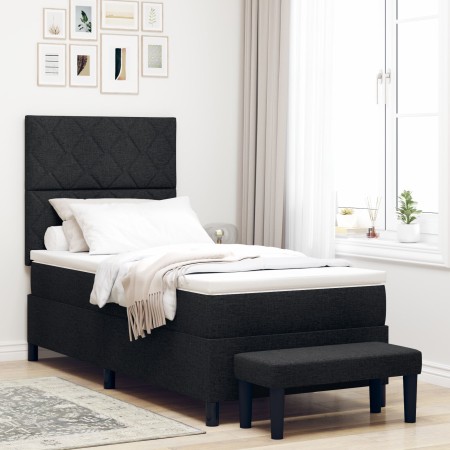 Cama con Somier con Colchón y Banco Negro 100x200 cm Tela de , Camas y somieres - Ref: Foro24-3344123, Precio: 385,71 €, Desc...