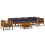 Muebles de jardín 7 pzas cojines madera maciza de acacia de vidaXL, Conjuntos de jardín - Ref: Foro24-3086922, Precio: 983,81...