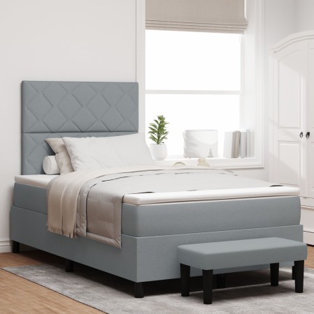 Cama con Somier con Colchón & Banco Gris Claro 120x190 cm Tela | Foro24.es | Tu tienda online para hogar, jardín y más Foro24.es