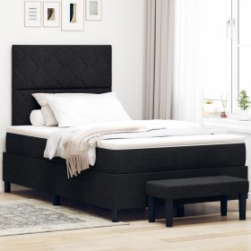 Cama con somier con colchón y banco negro 120x200 cm de tela de , Camas y somieres - Ref: Foro24-3344137, Precio: 487,51 €, D...
