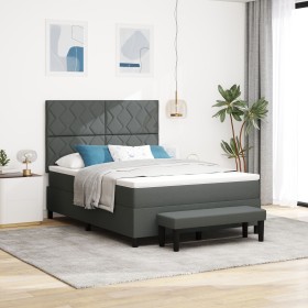 Cama con Box Spring con Colchón y Banco Gris Oscuro 140x190 cm Tela de , Camas y somieres - Ref: Foro24-3344143, Precio: 583,...