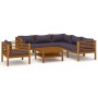 Muebles de jardín 7 pzas cojines madera maciza de acacia de vidaXL, Conjuntos de jardín - Ref: Foro24-3086906, Precio: 983,81...