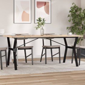Mesa de comedor marco Y madera maciza pino acero 180x90x75,5 cm en Mesas de comedor | Comprar online en Foru.es