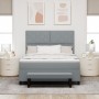 Cama con Box Spring con Colchón y Banco Gris Claro 160x200 cm Tela | Foro24.es | Tu tienda online para hogar, jardín y más Foro24.es