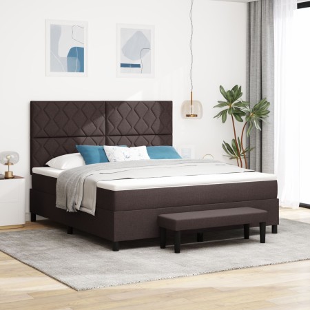 Cama con Sommier con Colchón y Banco Marrón Oscuro 180x200 cm Tela | Foro24.es | Tu tienda online para hogar, jardín y más Foro24.es