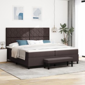 Cama con somier con colchón y banco Marrón oscuro 200x200 cm Tela de , Camas y somieres - Ref: Foro24-3344173, Precio: 766,95...