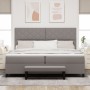 Cama Box Spring con Colchón y Banco Taupe 200x200 cm Tela | Foro24.es | Tu tienda online para hogar, jardín y más Foro24.es