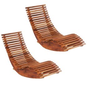 Tumbonas mecedoras 2 unidades madera maciza de acacia en Tumbonas | Comprar online en Foru.es