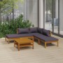 Muebles de jardín 6 pzas cojines madera maciza de acacia de vidaXL, Conjuntos de jardín - Ref: Foro24-3086892, Precio: 604,70...