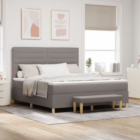 Cama Box Spring  con colchón y banco Taupe 180x200 cm Tela | Foro24.es | Tu tienda online para hogar, jardín y más Foro24.es