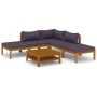 Muebles de jardín 6 pzas cojines madera maciza de acacia de vidaXL, Conjuntos de jardín - Ref: Foro24-3086892, Precio: 604,70...