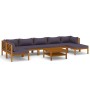 Muebles de jardín 8 pzas cojines madera maciza de acacia de vidaXL, Conjuntos de jardín - Ref: Foro24-3086923, Precio: 833,93...
