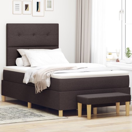 Cama Box Spring con Colchón y Banco Marrón Oscuro 120x190 cm Tela | Foro24.es | Tu tienda online para hogar, jardín y más Foro24.es