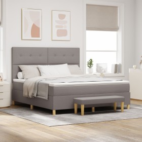 Cama con Somier con Colchón y Banco Taupe 180x200 cm Tela de , Camas y somieres - Ref: Foro24-3344321, Precio: 702,50 €, Desc...